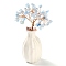 Natural Aquamarine Chips Money Tree Decorations, Porcelain Vase Base with Copper Wire Feng Shui Energy Stone Gift for Home Office Desktop Decoration, 48~62x140mm