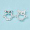 Alloy Connector Charms, Owl Links, with Rhinestones and Synthetic Turquoise, Silver, 18x17.5x3mm, Hole: 1.5mm