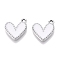 Rack Plating Alloy Enamel Charms, Heart Charm, Platinum, White, 14.5x13x2mm, Hole: 1.6mm