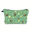 Cotton Linen Cosmetic Bag, with Polyester Lining, Ladies' Large Capacity Travel Storage Bag, Dark Sea Green, 25x17cm