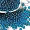 Transparent Colours Glass Seed Beads, Round, Steel Blue, 4.5x4mm, Hole: 1mm, about 5000pcs/pound