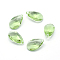 Faceted Glass Pendants, Teardrop, Lawn Green, 15x9.5x5.5mm, Hole: 1mm