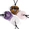 Natural Mixed Stone Pendant Necklaces, Heart, 19.29~28.35 inch(49~72cm)