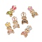 Alloy Enamel Pendants, Rabbit Charm, Golden, Mixed Color, 20x10x3.5mm, Hole: 2mm