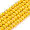 Opaque Solid Color Imitation Jade Glass Beads Strands, Faceted, Rondelle, Gold, 8x6mm, Hole: 1mm, about 64~65pcs/strand, 40~41cm