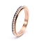 Rotatable Stainless Steel,  Rhinestone Finger Rings  for Women, Rose Gold, US Size 12(21.4mm)