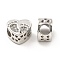 Rack Plating Alloy Rhinestone European Beads, Large Hole Beads, Heart with Footprint, Platinum, 10.5x11.5x7mm, Hole: 4.5mm