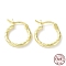 925 Sterling Silver Hoop Earrings, Twisted Round Ring, with S925 Stamp, Real 18K Gold Plated, 19x2x15mm