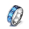 Luminous Titanium Steel Rings for Men, Viking Words Totem, Blue, 8mm, Inner Diameter: 19mm