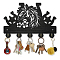 Wood & Iron Wall Mounted Hook Hangers, Decorative Organizer Rack, with 2Pcs Screws, 5 Hooks for Bag Clothes Key Scarf Hanging Holder, Horse, 200x300x7mm.