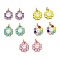 Brass Enamel Charms, Real 18K Gold Plated, Long-Lasting Plated, Flower, Mixed Color, 14.5x13x1.5mm, Hole: 3mm