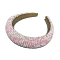 Fashiona Glass Seed Beads Hair Bands, Wide Hair Hoop for Girls Women, Pink, 34mm