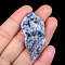 Natural Blue Spot Jasper Carved Healing Leaf Stone, Reiki Energy Stone Display Decorations, for Home Feng Shui Ornament, 44~48x21~26x6~8mm