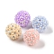 Handmade Polymer Clay Rhinestone Beads, with Acrylic, Round with Flower, Mixed Color, 20~21mm, Hole: 2mm