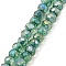 Spray Painted Imitation Jade Glass Beads Strands, AB Color Plated, Faceted, Round, Sea Green, 4x3.5mm, Hole: 1mm, about 135pcs/strand, 18.90''(48cm)