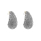 Alloy Rhinestone Stud Earring, Teardrop, Golden, Crystal, 32x18mm