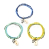 3Pcs 3 Colors Electroplate Glass & Shell Stretch Bracelets for Women BJEW-TA00381-1