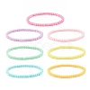 7Pcs 7 Colors Candy Colors Acrylic Round Beaded Stretch Bracelets Set for Women BJEW-JB08061-1
