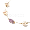 Natural Gemstone & Pearl Beaded Bracelet BJEW-JB08293-6