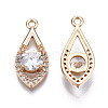 Brass Micro Pave Clear Cubic Zirconia Pendants KK-S359-097-RS-3