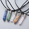 Pointed Natural Gemstone Pendant Necklaces NJEW-JN02550-1