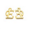 Golden Plated Alloy Letter Pendants X-PALLOY-J718-01G-E-1