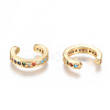 Golden Plated Brass Micro Pave Cubic Zirconia Cuff Earrings EJEW-L244-16G-2