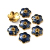 6-Petal Alloy Enamel Bead Caps ENAM-WH0063-02A-2