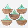 Transparent Resin & Walnut Wood Pendants RESI-S389-046A-B02-1