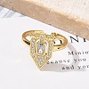 Brass Micro Pave Clear Cubic Zirconia Cuff Finger Rings for Women RJEW-U033-10G-2