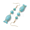 Synthetic Turquoise Dangle Earrings EJEW-JE05849-01-4