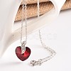 Heart Glass Pendant Necklaces & Dangle Earrings Jewelry Sets SJEW-JS00881-04-2