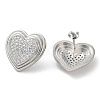 Heart Rack Plating Brass Micro Pave Clear Cubic Zirconia Stud Earrings for Women EJEW-A045-04P-2