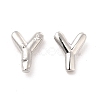 Brass Hollow Out Initial Letter Stud Earrings for Women EJEW-A044-01P-Y-1