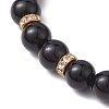 8mm Round Natural Black Onyx(Dyed & Heated) Beaded Stretch Bracelets for Women BJEW-JB10796-3