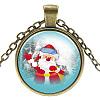 Christmas Theme Glass Pendant Necklaces NJEW-J056-B953-AB-1