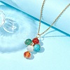 Natural & Synthetic Mixed Gemstone Cross Pendant Necklace with Copper Chains NJEW-JN04446-01-2