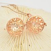 Filigree Brass Round Cage Ball Cage Pendants KK-L095-01RG-NR-3