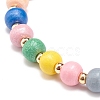 2Pcs 2 Size Natural Wood Round Beaded Stretch Bracelets Set for Kid and Parent BJEW-JB08568-7