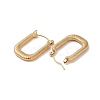 Texture Rectangle 201 Stainless Steel Half Hoop Earrings for Women EJEW-G385-40G-2