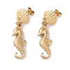 Texture Sea Horse 304 Stainless Steel Dangle Earrings EJEW-L283-024G-1