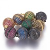 Brass Micro Pave Cubic Zirconia Magnetic Clasps with Loops ZIRC-L075-49D-1