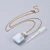 Natural Aquamarine Perfume Bottle Pendant Necklaces NJEW-F266-01B-2