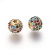 Brass Micro Pave Cubic Zirconia Beads ZIRC-F098-02G-8mm-2