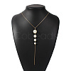 Imitation Pearl Round Beads Long Tassel Y Necklaces WGEF20C-01-1