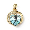 Real 18K Gold Plated Rack Plating Brass Micro Pave Clear Cubic Zirconia Pendants KK-C015-20G-11-1