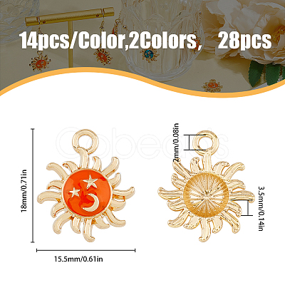 HOBBIESAY 28Pcs 2 Colors Alloy Enamel Pendants ENAM-HY0001-29-1