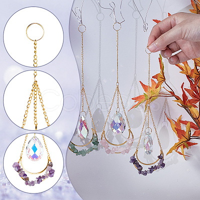 AHADERMAKER 1 Set AB Color Plated Chandelier Glass Teardrop Pendant Decorations HJEW-GA0001-45-1