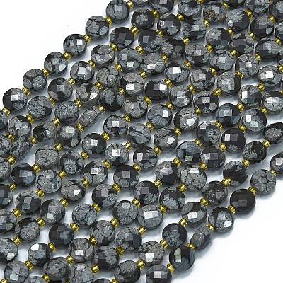 Natural Snowflake Obsidian Beads Strands G-K389-B65-01-1