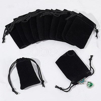 Nbeads 60Pcs Rectangle Velvet Drawstring Pouches TP-NB0001-66A-1